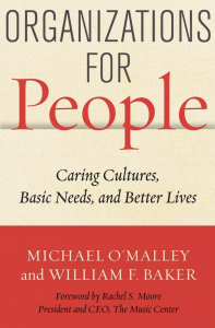 A book cover with the words "Organizations for People"