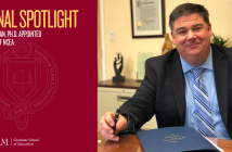 Steven Cheeseman, Ph.D. at his desk. Headline: NATIONAL SPOTLIGHT: Steven Cheeseman, PH.D. Appointed President/CEO of NCEA