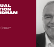 Promotional graphic for Fordham Graduate School of Education’s Spiritual Direction program. The left side has a maroon background with bold white text that reads 'Spiritual Direction at Fordham,' along with the Fordham Graduate School of Education logo. The right side features a black-and-white headshot of Edgardo Lugo, smiling, wearing a dark blazer and light-colored collared shirt.